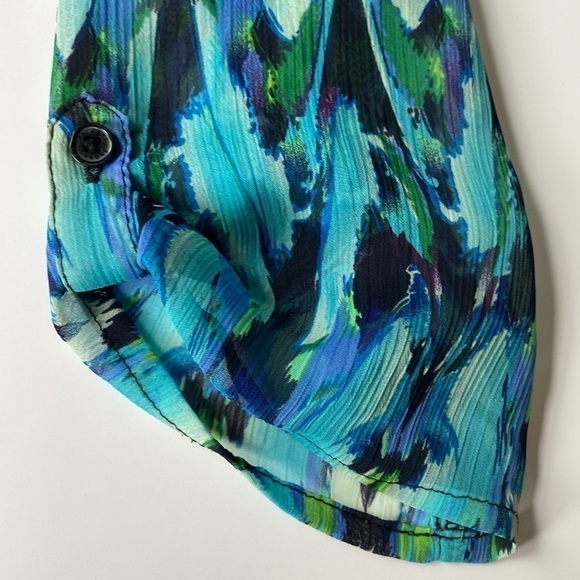 Express ikat print top size XS blue green teal relaxed beachy vibe - Picture 7 of 14